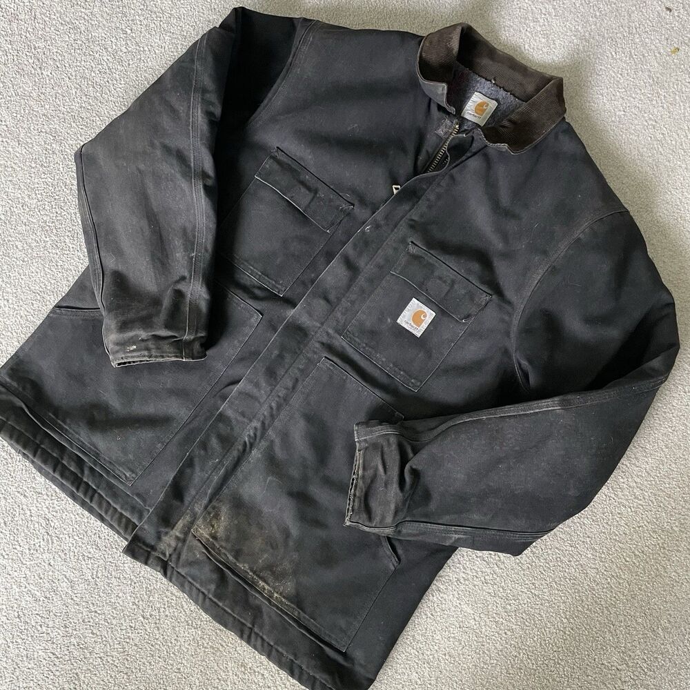 Carhartt Vintage 1990's Blanket Lined Chore Jacket Work Coat Black Men's Size XL - Picture 12 of 16